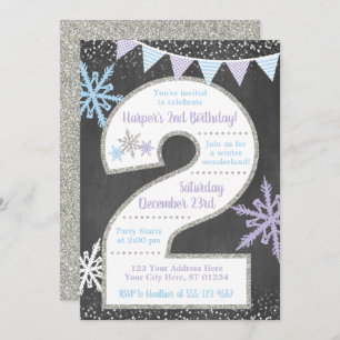Winter Wonderland 2nd Birthday Invitation