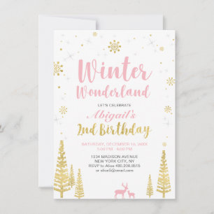 Winter Wonderland 2nd Birthday Invitation - Girl