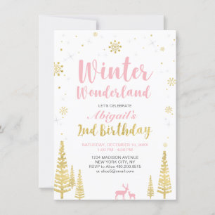 Winter Wonderland 2nd Birthday Invitation - Girl
