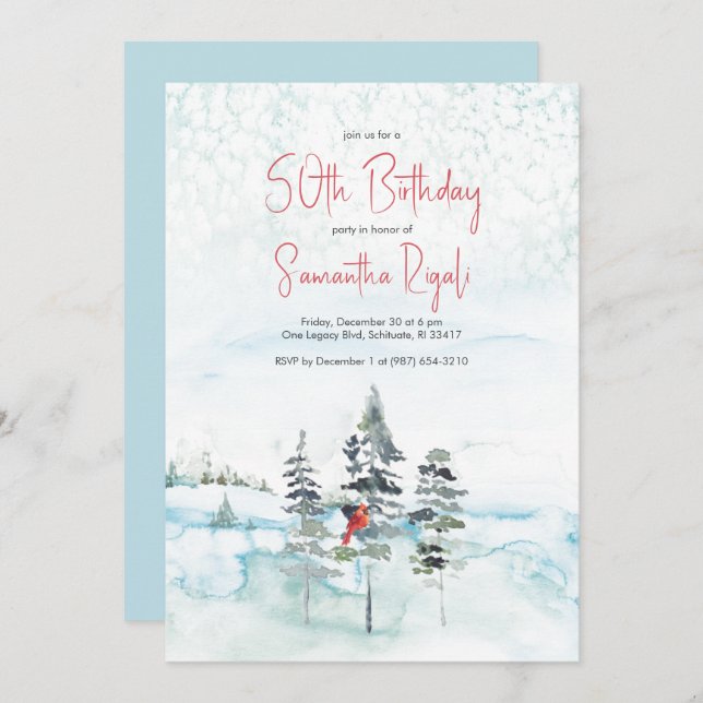 Winter Wonderland 50th Birthday Invitations (Front/Back)