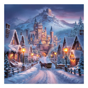 Winter Wonderland: A Twilight Village at the Mount Photo Print