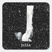 Winter Wonderland Alphabet J Monogram | Snow Wolf