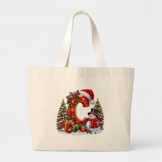 Winter Wonderland Alphabet Letter C Holiday  Large Tote Bag