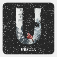 Winter Wonderland Alphabet U Monogram | Red Bird