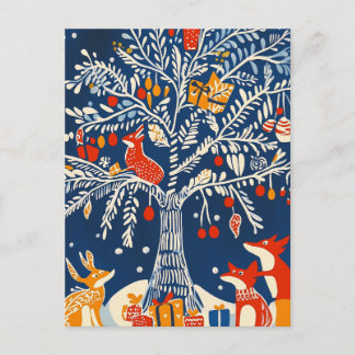 Winter Wonderland, Animal card, Holiday folk art