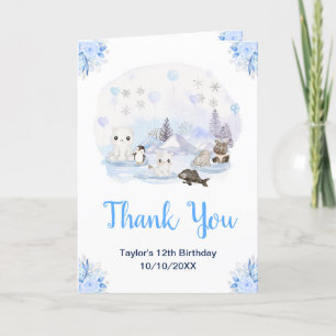 Winter Wonderland Animals Birthday Party Thank You