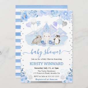 Winter Wonderland Arctic Animals Baby Shower Invitation