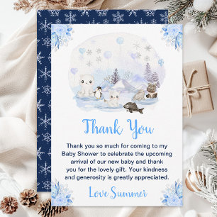 Winter Wonderland Arctic Animals Baby Shower Thank You Card