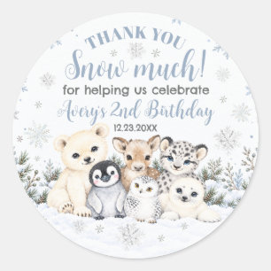 Winter Wonderland Arctic Animals Birthday Favour Classic Round Sticker