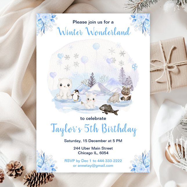 Winter Wonderland Arctic Animals Birthday Invitation (Creator Uploaded)