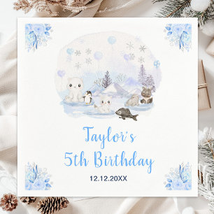 Winter Wonderland Arctic Animals Birthday Napkin