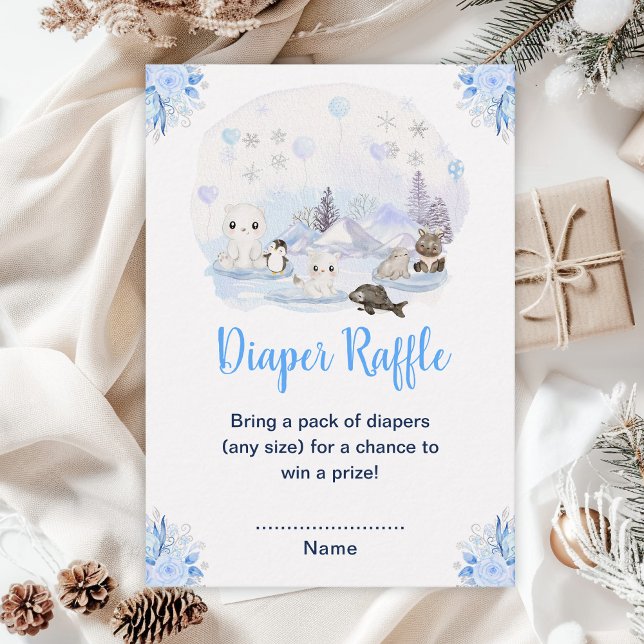 Winter Wonderland Arctic Animals Diaper Raffle Enclosure Card (Creator Uploaded)