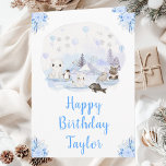 Winter Wonderland Arctic Animals Happy Birthday Card<br><div class="desc">This cute and whimsical birthday card can be personalised with a name or title, such as mum, daughter, granddaughter, niece, friend etc. It features a watercolor winter wonderland scene with adorable arctic animals, such as a polar bear, penguin, cat, whale, seal and a moose. In the background are snow capped...</div>