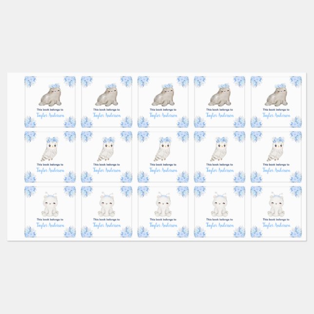 Winter Wonderland Arctic Animals Kids Bookplate (Sheet)