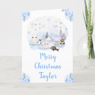 Winter Wonderland Arctic Animals Merry Christmas Holiday Card