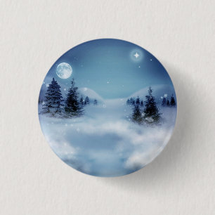 Winter Wonderland at Night 3 Cm Round Badge