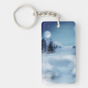 Winter Wonderland at Night Key Ring