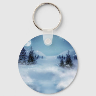 Winter Wonderland at Night Key Ring