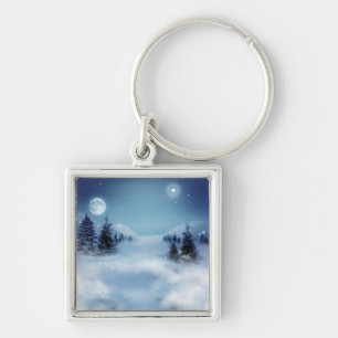 Winter Wonderland at Night Key Ring
