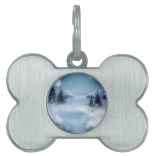 Winter Wonderland at Night Pet ID Tag
