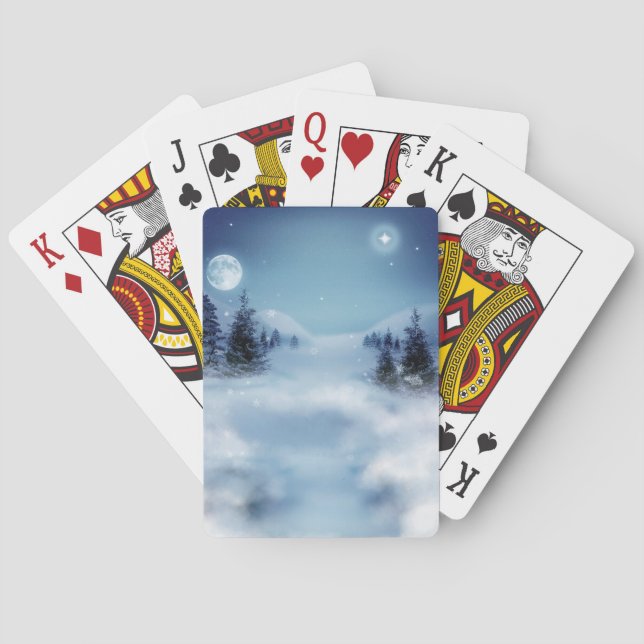Winter Wonderland at Night Playing Cards (Back)