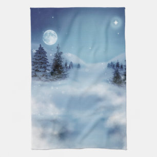 Winter Wonderland at Night Tea Towel