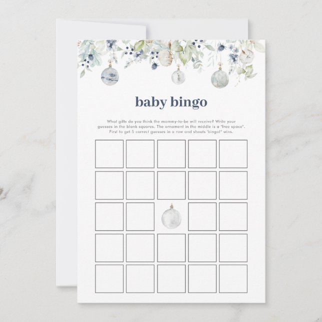 Winter Wonderland Baby Bingo Baby Shower Game (Front)