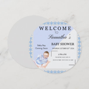 Winter Wonderland Baby Boy Shower Invitation   Cir
