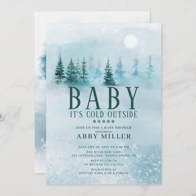 Winter Wonderland Baby It's Cold Outside Invitation (Front/Back)