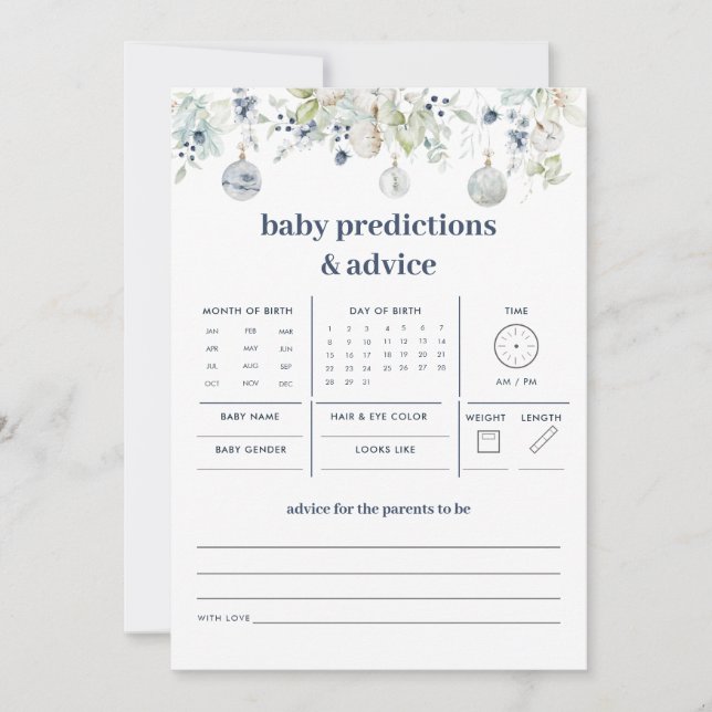 Winter Wonderland Baby Predictions and Advice Game (Front)