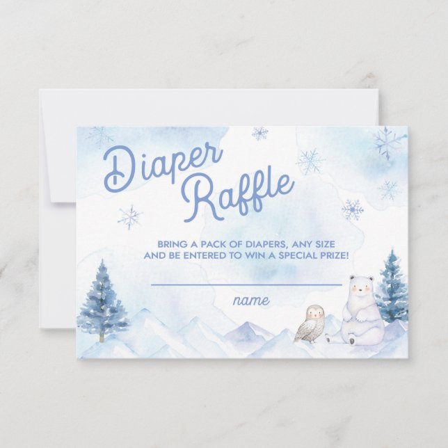 Winter Wonderland Baby Shower Diaper Raffle RSVP Card (Front)