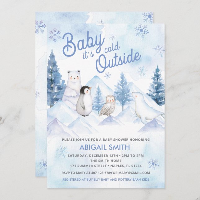 Winter Wonderland Baby Shower Invitation (Front/Back)