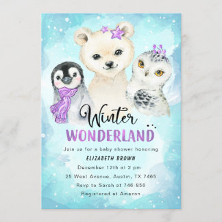 Winter Wonderland Baby Shower Invitation Girl