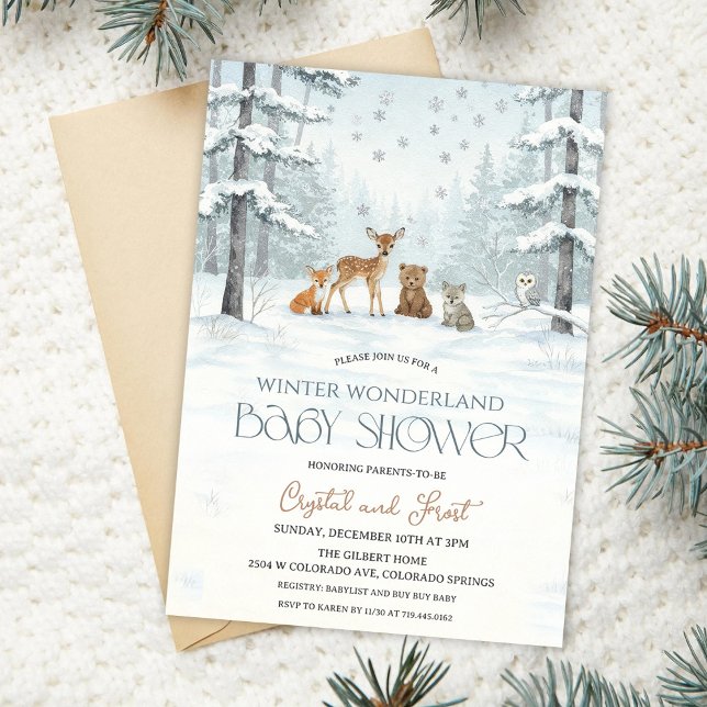 Winter Wonderland Baby Shower Woodland Baby Animal Invitation (Creator Uploaded)
