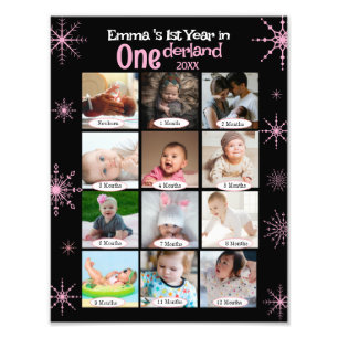 Winter Wonderland Baby's 1st Year Photo Collage Print