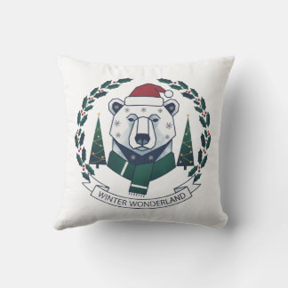 Winter Wonderland Bear – Cute Santa Hat Christmas  Cushion