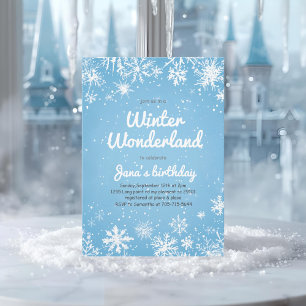 Winter Wonderland Birthday Blue Snowflake Invitation