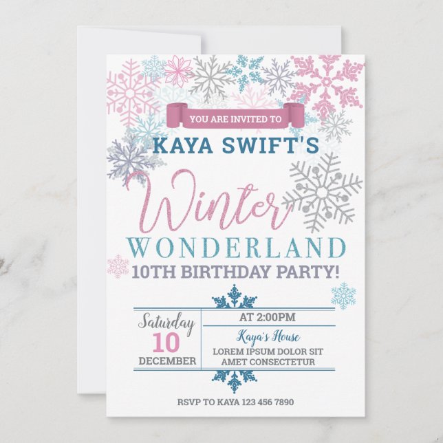 Winter Wonderland Birthday Invitation (Front)
