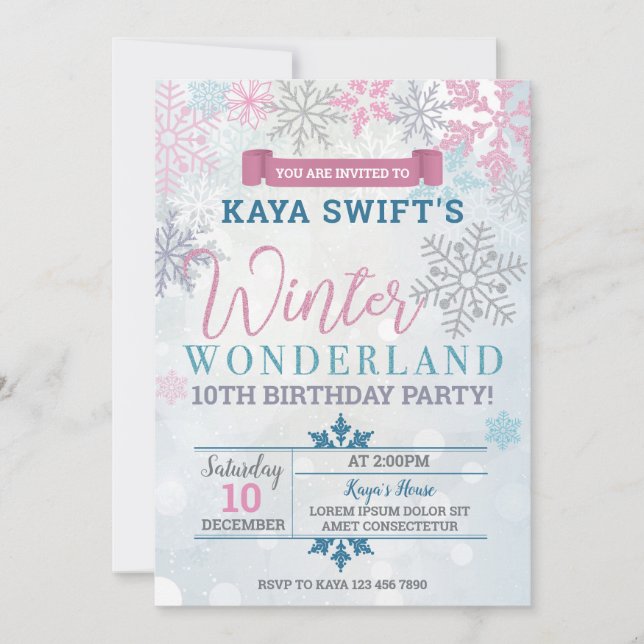 Winter Wonderland Birthday Invitation (Front)