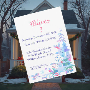 Winter Wonderland Birthday Invitation, Snowman Invitation