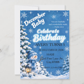 Winter Wonderland Birthday Invitation | Snowy Blue