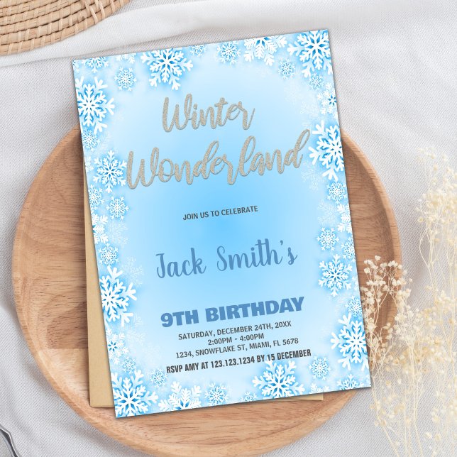 Winter Wonderland Birthday Invitations Blue (Winter Wonderland Birthday Invitations Blue)
