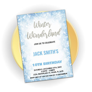 Winter Wonderland Birthday Invitations Blue Cloud