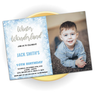 Winter Wonderland Birthday Invitations Blue Photo
