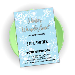 Winter Wonderland Birthday Invitations Silver