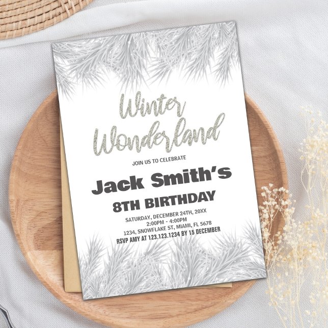 Winter Wonderland Birthday Invitations Silver Pine (Winter Wonderland Birthday Invitations Silver Pine)