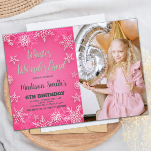 Winter Wonderland Birthday Invitations White Photo