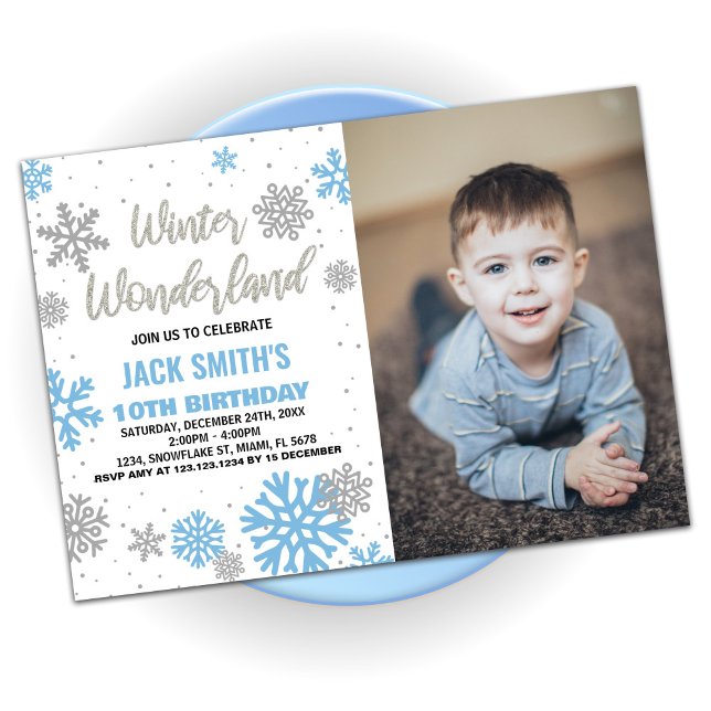 Winter Wonderland Birthday Invitations White Photo (Winter Wonderland Birthday Invitations White Photo)