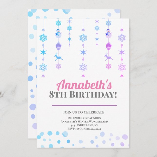 Winter Wonderland Birthday Party Invitation (Front/Back)