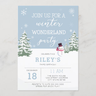 winter wonderland birthday party invitation